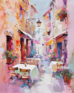 Terasa pe straduta colorata in stil mediteranean
