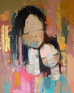 Mama si copilul in culori calde