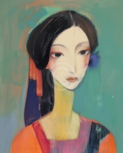 Fata cu floare albastra