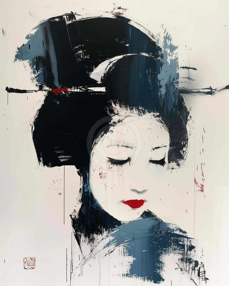 Tablou Portret geisha in stil minimalist