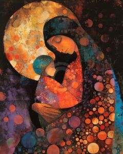 Mama cu copil in stil simbolic