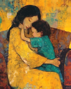 Imbratisare intre mama si copil