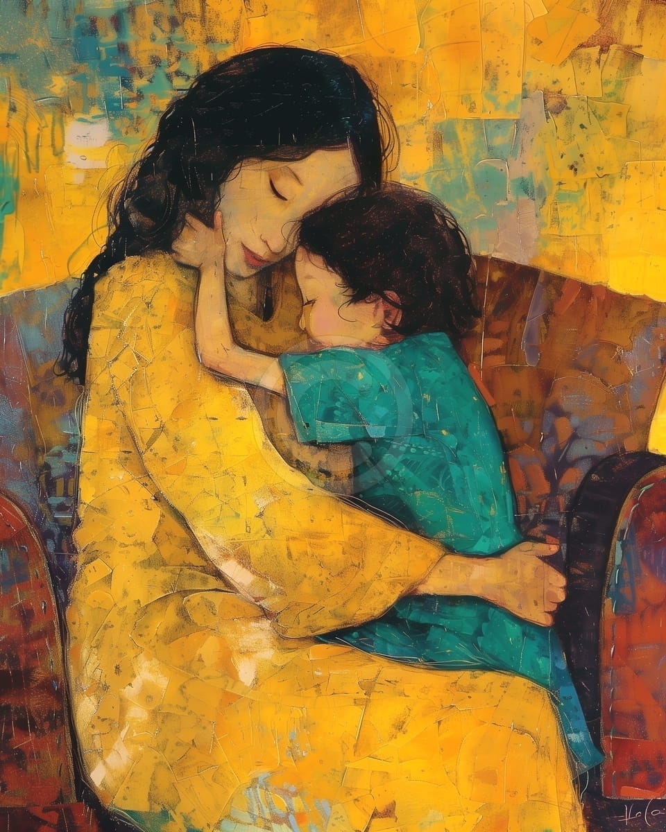 Tablou Imbratisare intre mama si copil