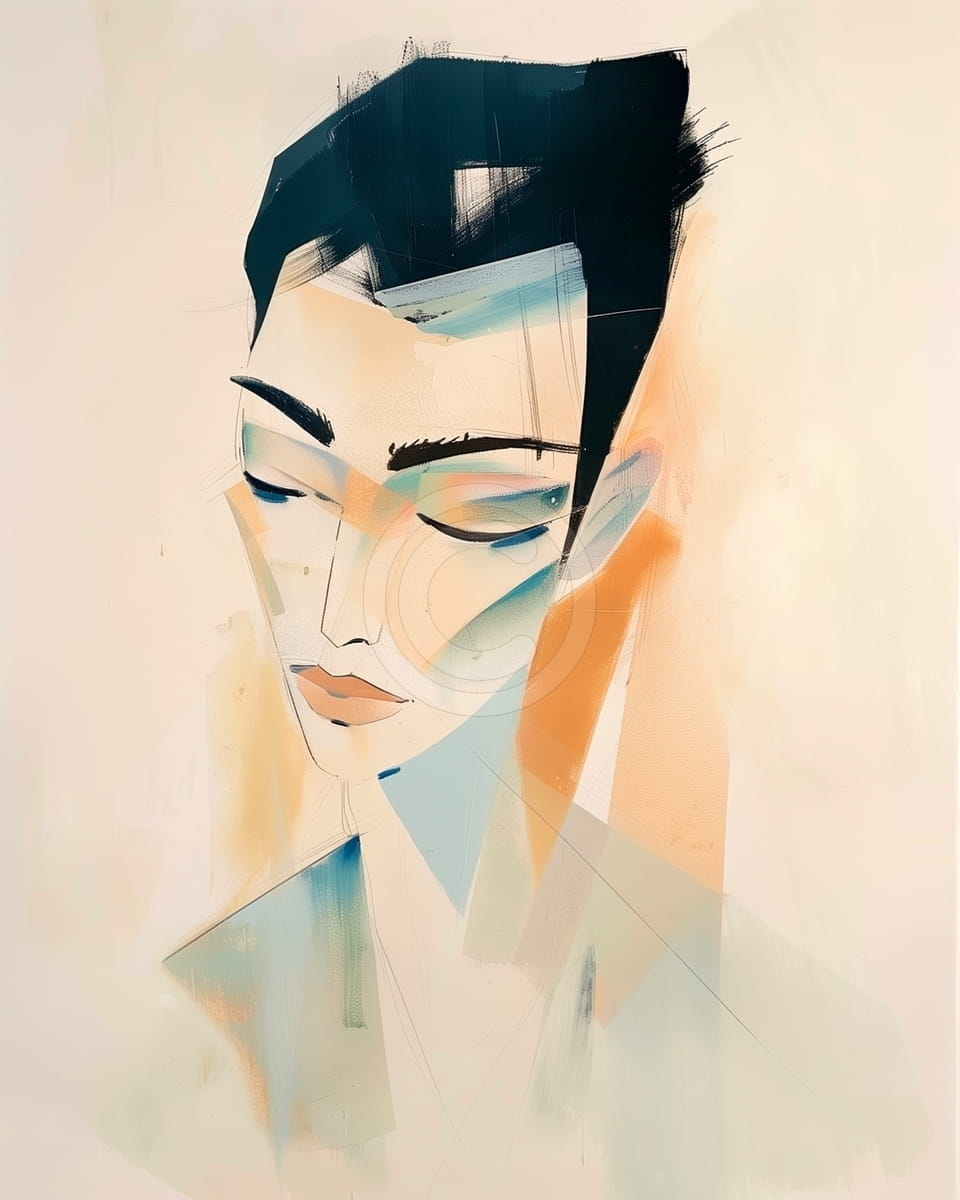 Tablou Portret minimalist cu ochii inchisi