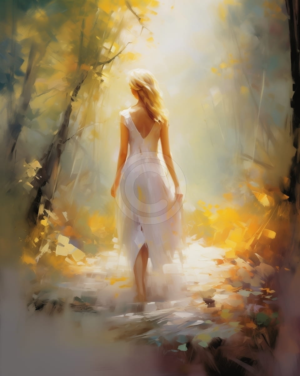 Tablou Femeie in padure de toamna