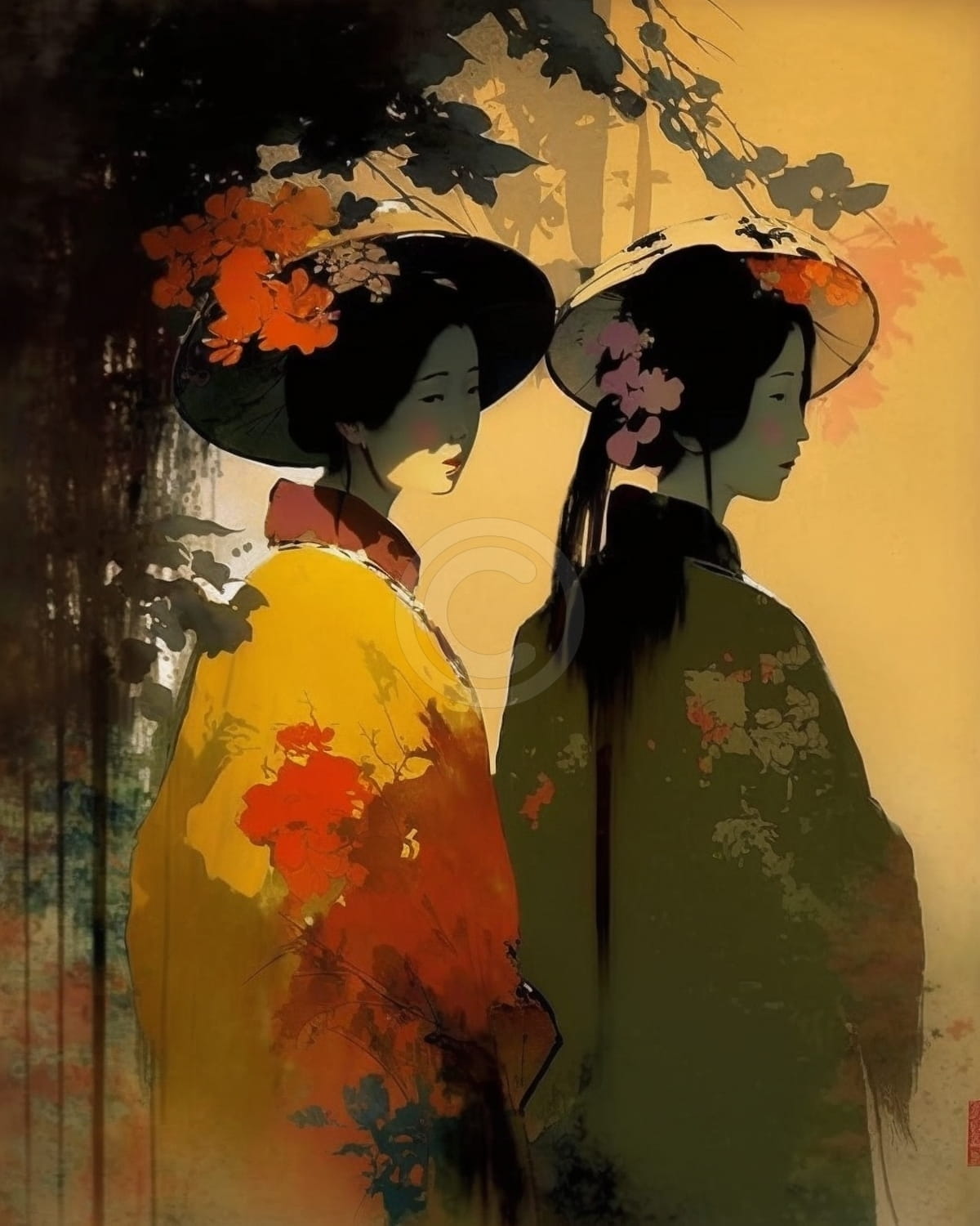 Tablou Femei asiatice in kimono traditional