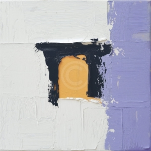 Compozitie geometrica in alb, mov si negru