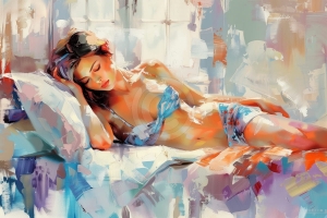 Femeie odihnindu-se in lumina diminetii