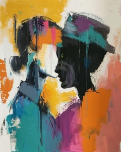 Portret abstract in culori vibrante