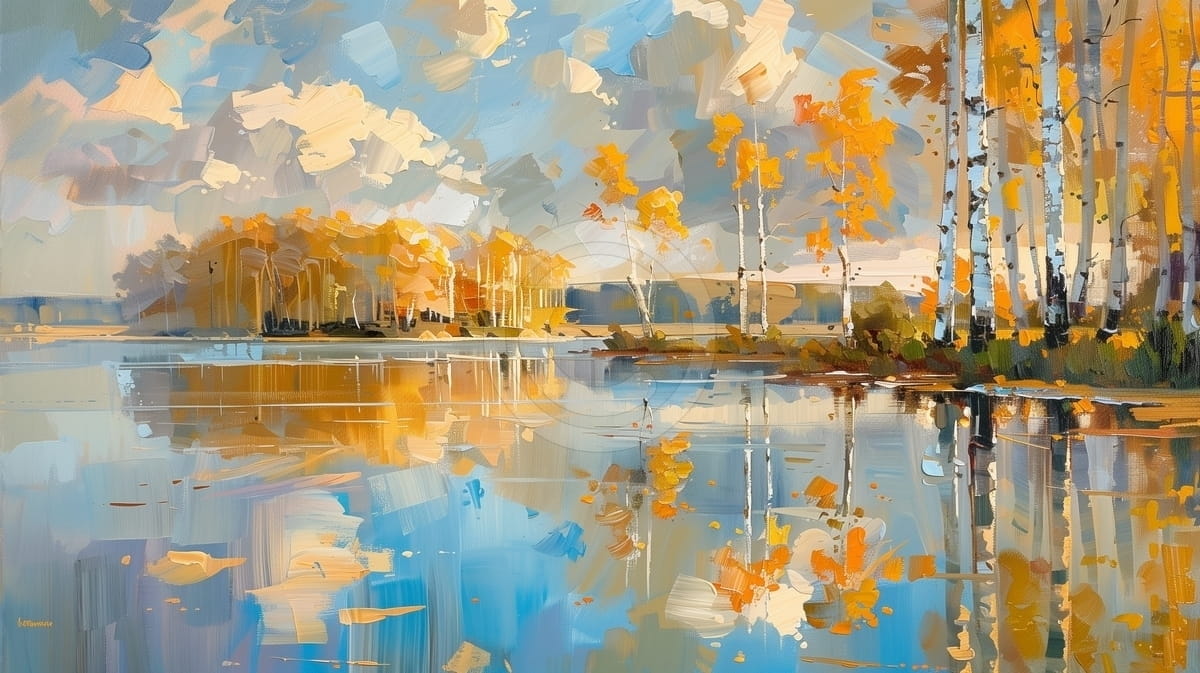 Tablou Lac cu reflexii de toamna