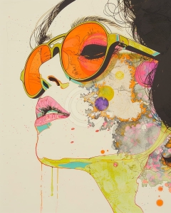 Femeie cu ochelari portocalii