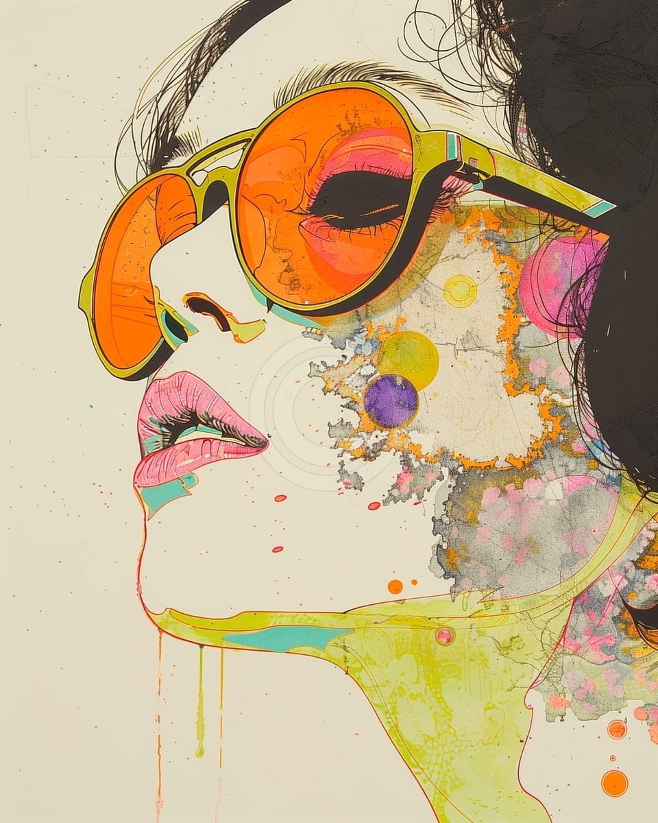 Tablou Femeie cu ochelari portocalii