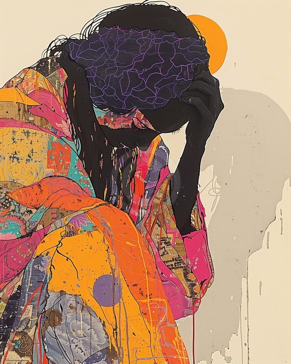 Tablou Silueta introspectiva in culori vibrante