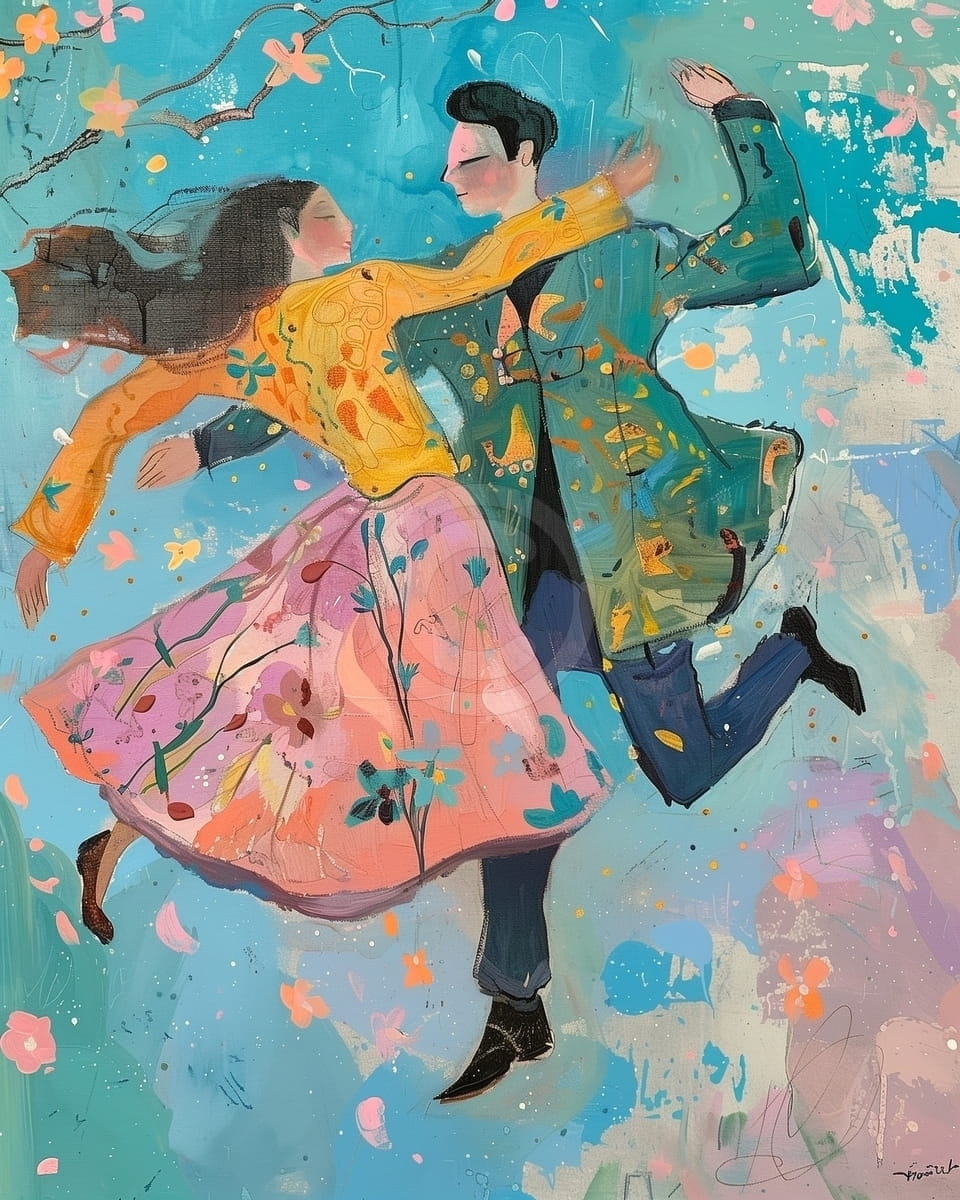 Tablou Cuplu dansand printre flori