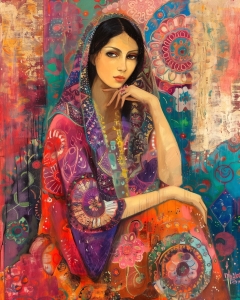 Femeie in vesmant traditional colorat