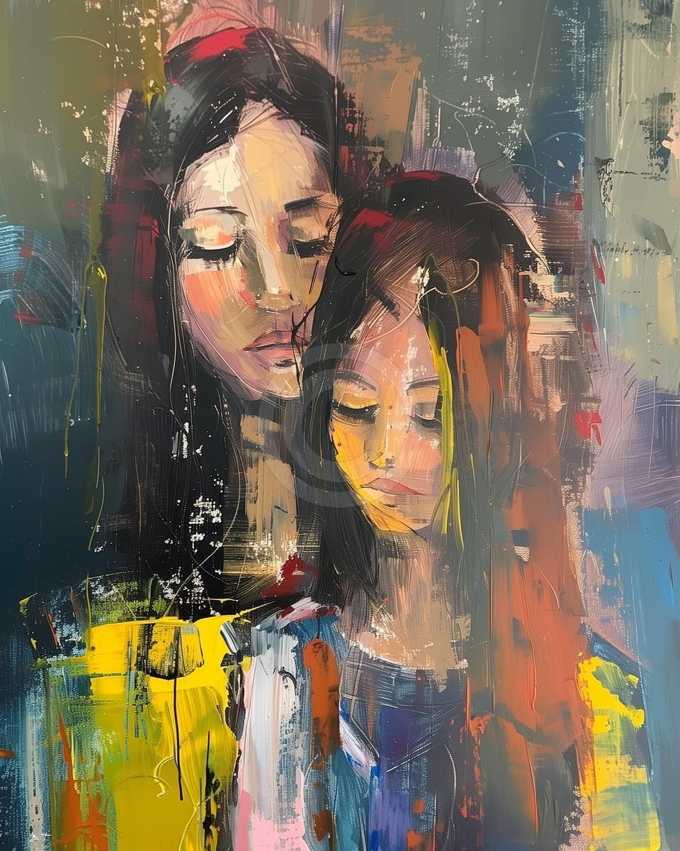 Tablou Doua femei cu ochii inchisi