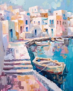 Port grecesc in lumina pastel