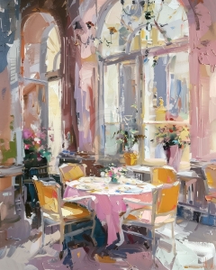 Restaurant elegant cu lumina naturala