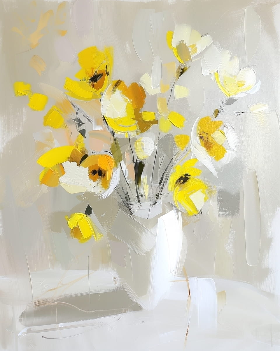 Tablou Flori galbene in vaza alba