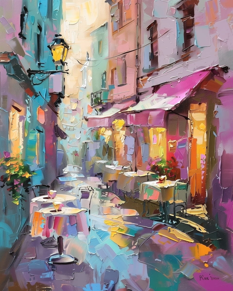 Tablou Terasa pe o straduta colorata