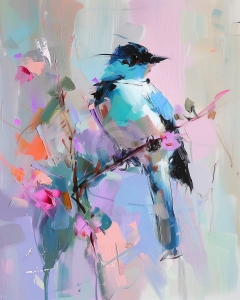 Pasare pe ram pastelat