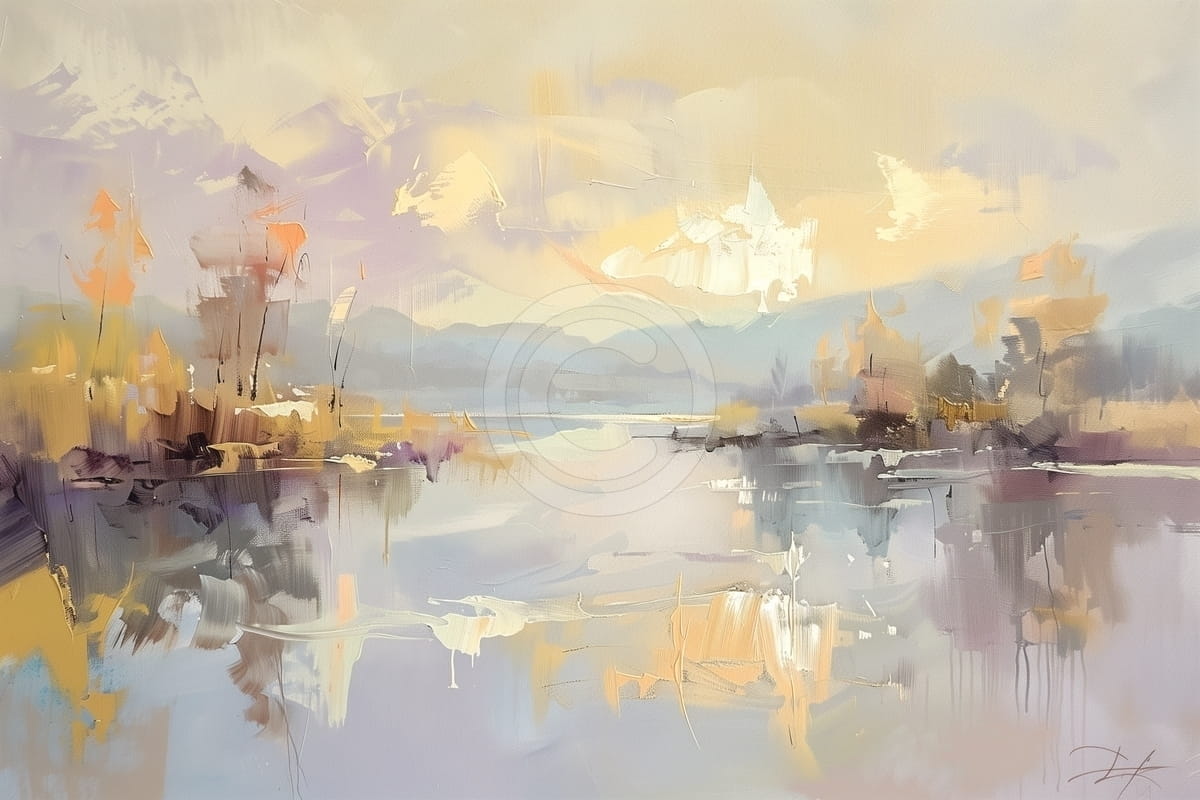 Tablou Lac in lumina de seara