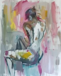 Silueta feminina in culori pastel