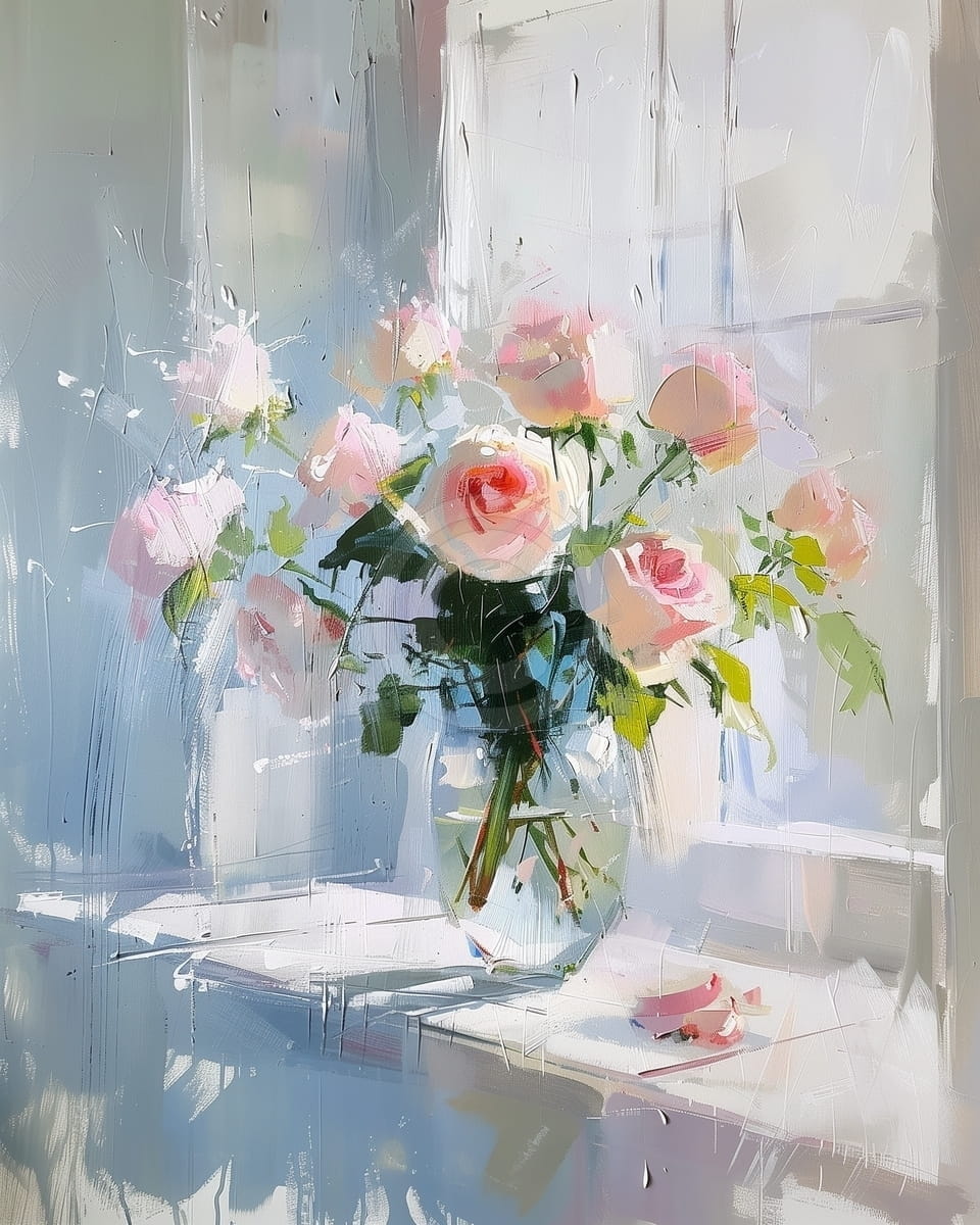 Tablou Trandafiri in lumina diminetii