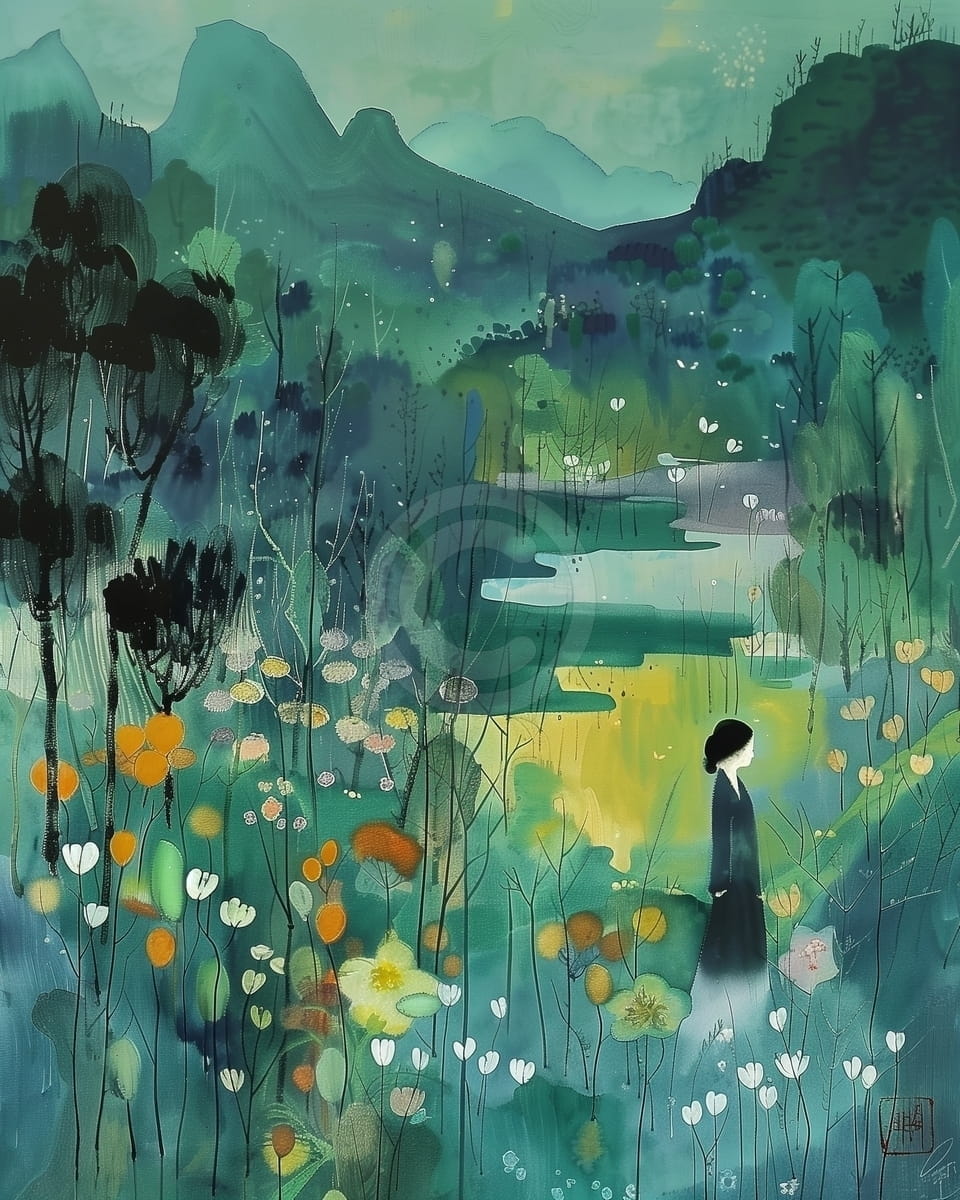 Tablou Femeie in valea florilor