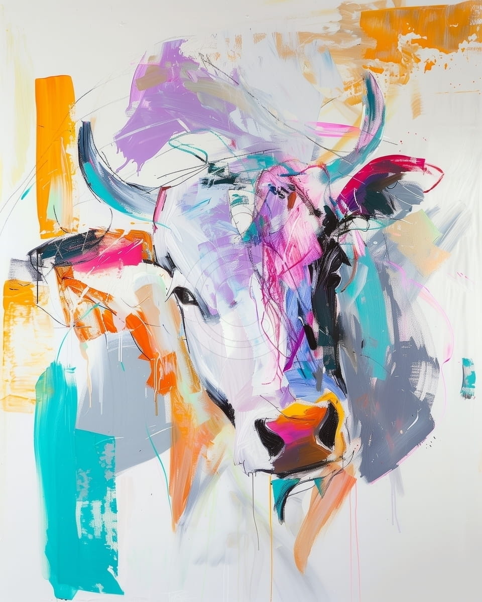 Tablou Vaca in culori vii