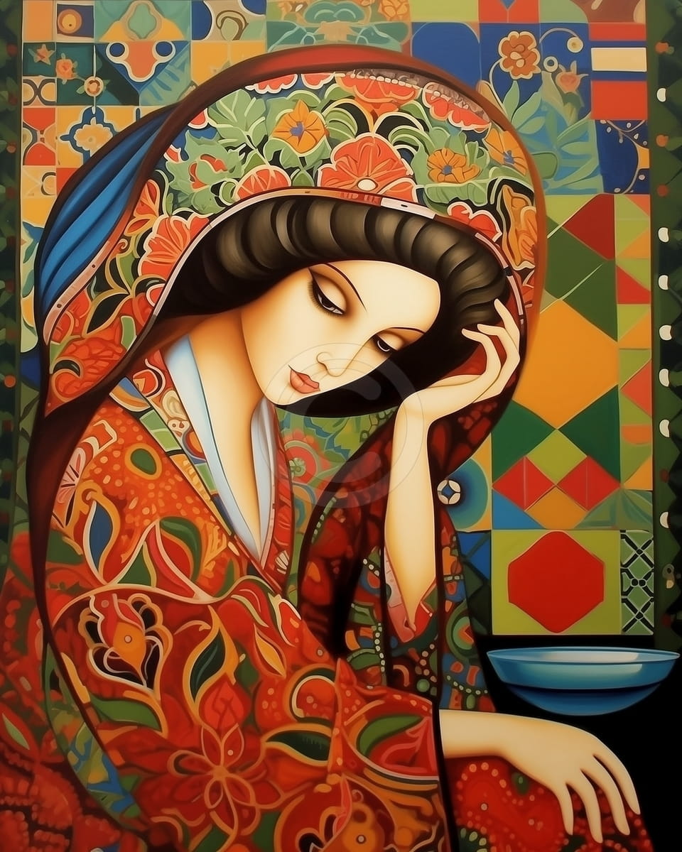 Tablou Femeie in kimono floral
