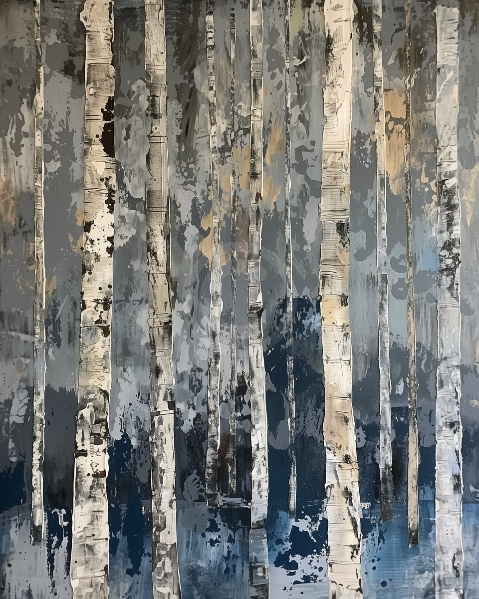 Tablou Padure de mesteceni in nuante reci