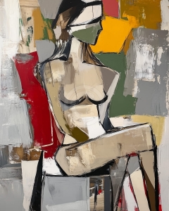 Nud abstract pe fundal geometric