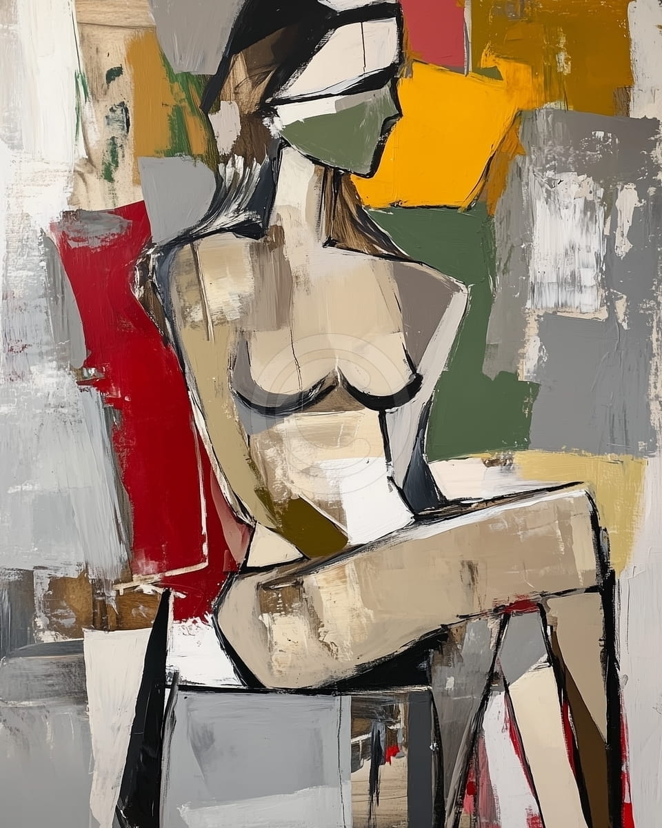 Tablou Nud abstract pe fundal geometric