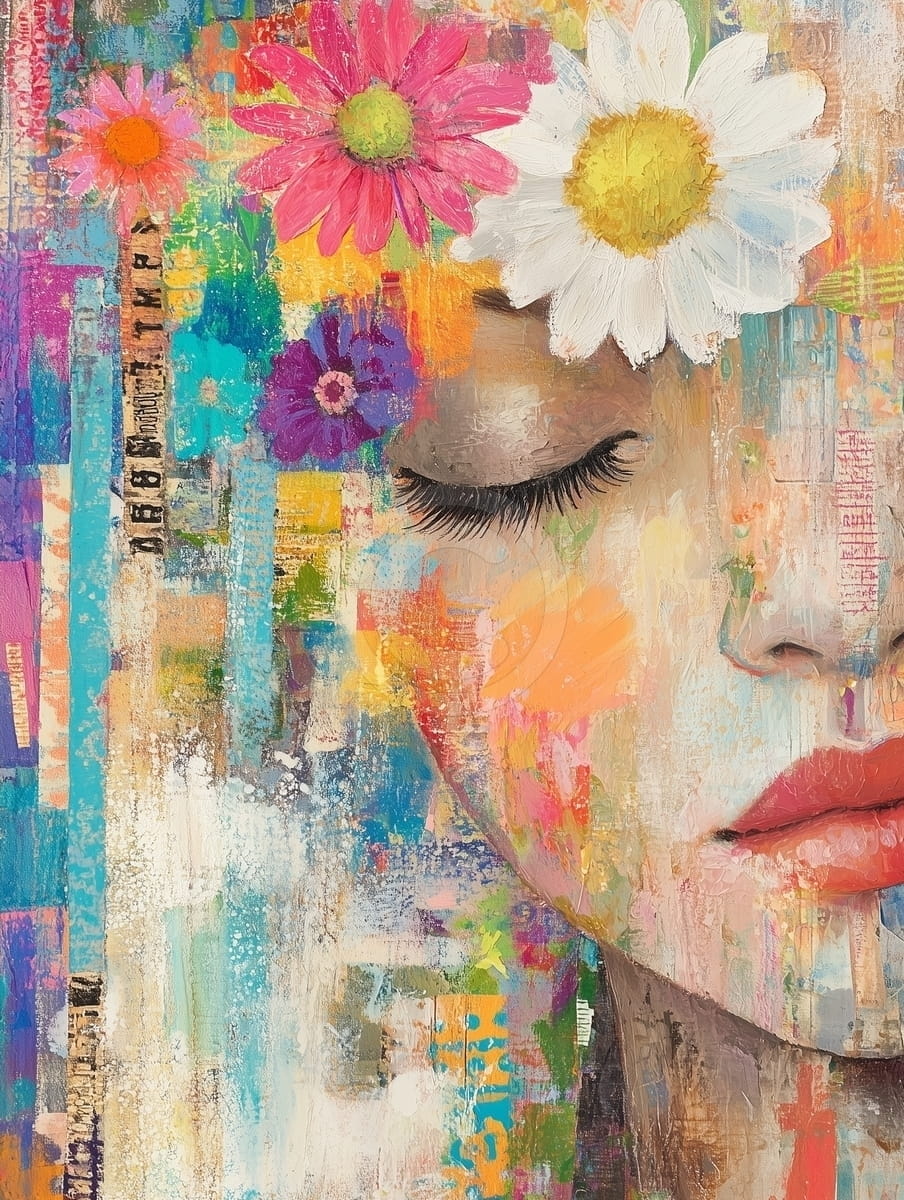 Tablou Portret Abstract cu Flori