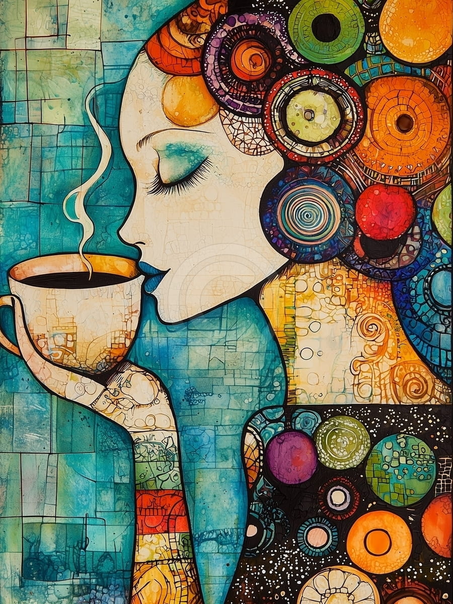 Tablou Femeie cu Ceasca de Cafea