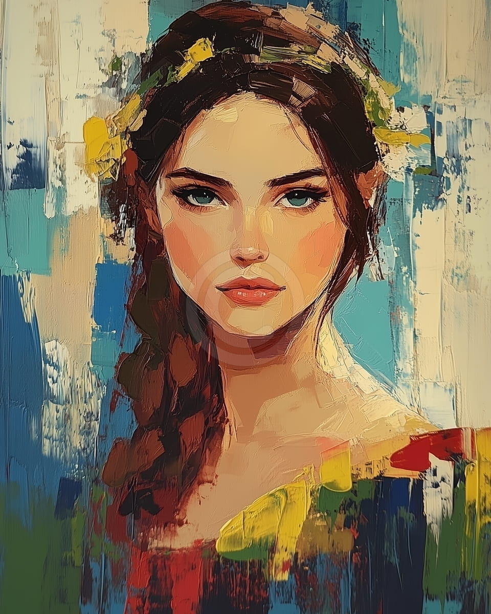 Tablou Portret de fata cu flori in par