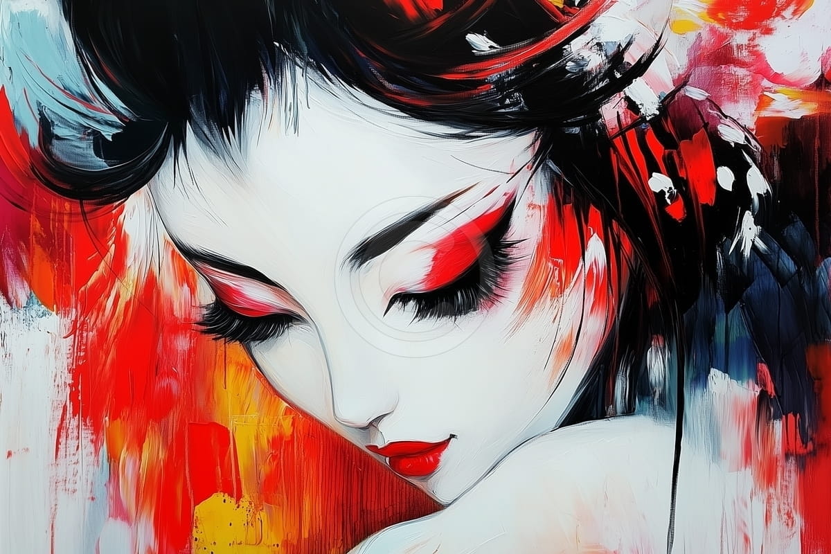Tablou Portret delicat in stil japonez