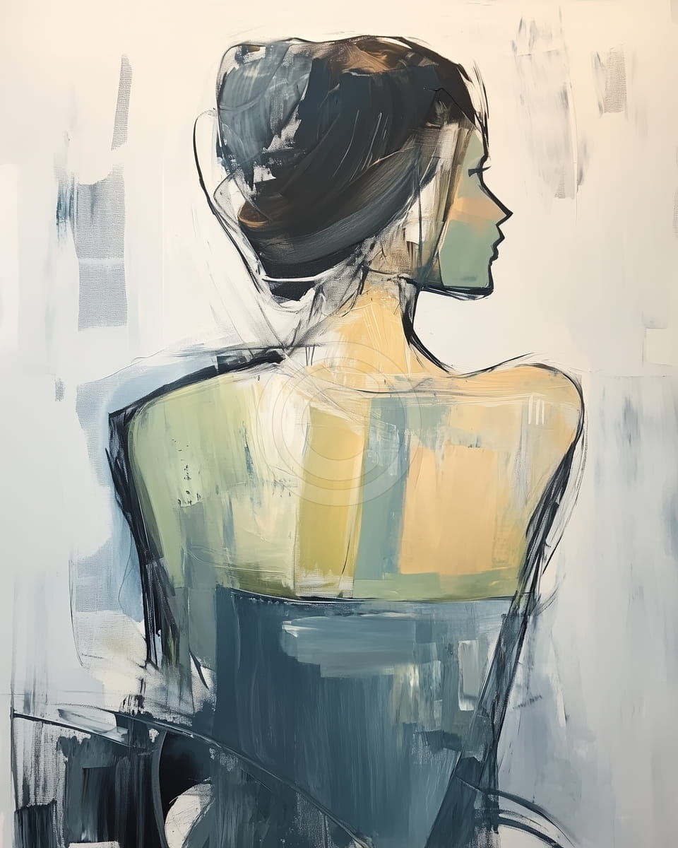 Tablou Femeie vazuta din spate in stil abstract