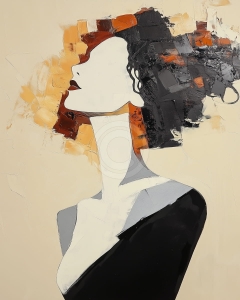 Femeie in profil cu par abstract