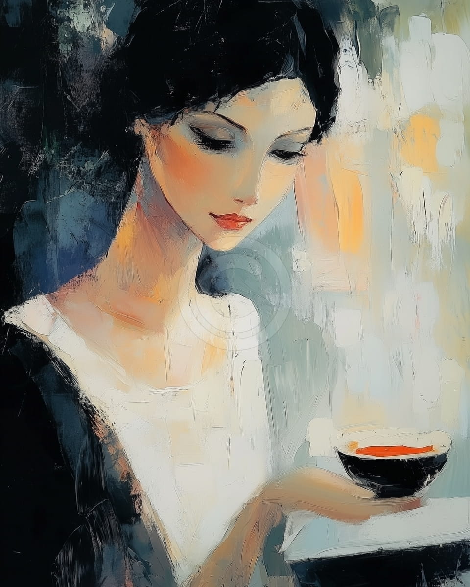 Tablou Femeie cu bol in mana