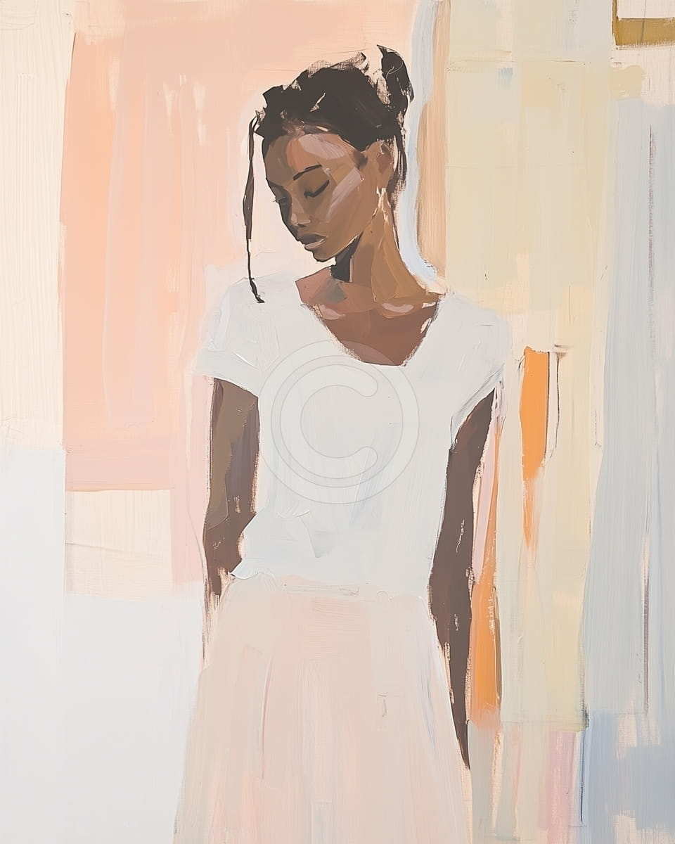 Tablou Femeie in rochie alba