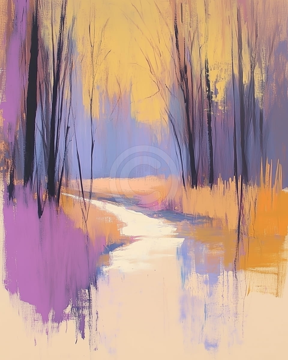 Tablou Padure in lumina apusului