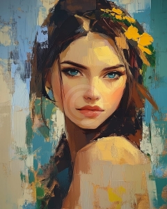 Fata cu flori galbene in par