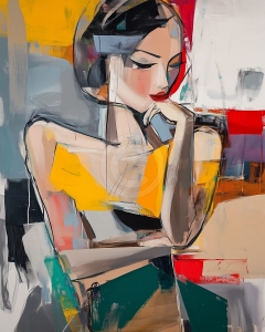 Femeie cu bluza galbena