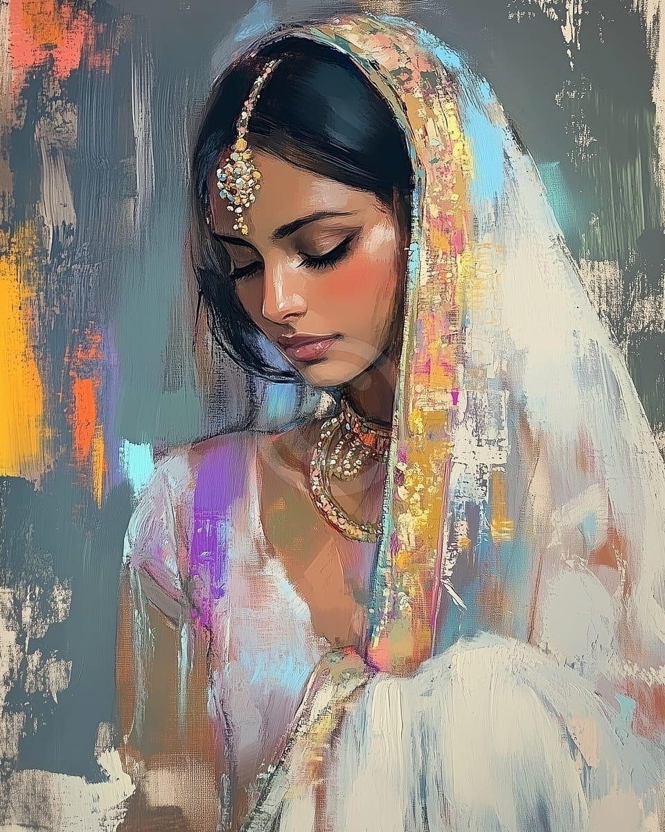 Tablou Femeie in voal alb