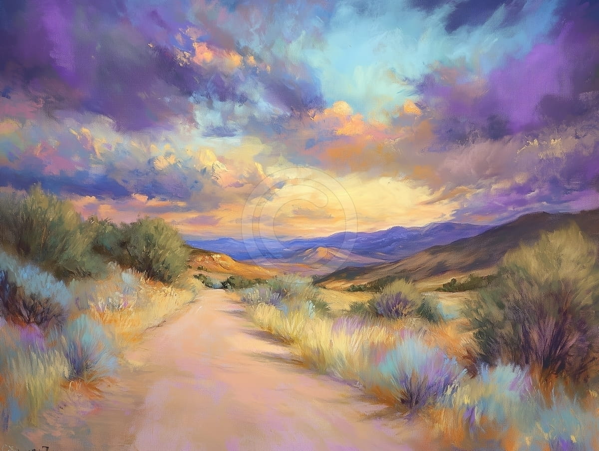 Tablou Apus peste drum uscat