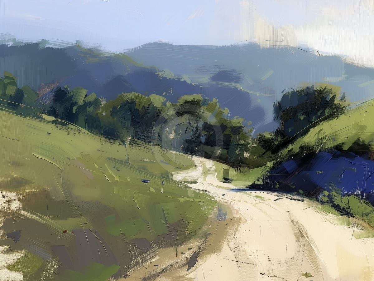 Tablou Drum printre coline