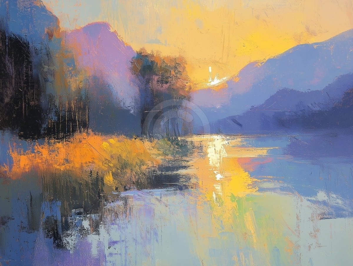 Tablou Apus peste lac