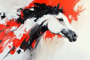 Cap de cal alb cu fundal rosu intens